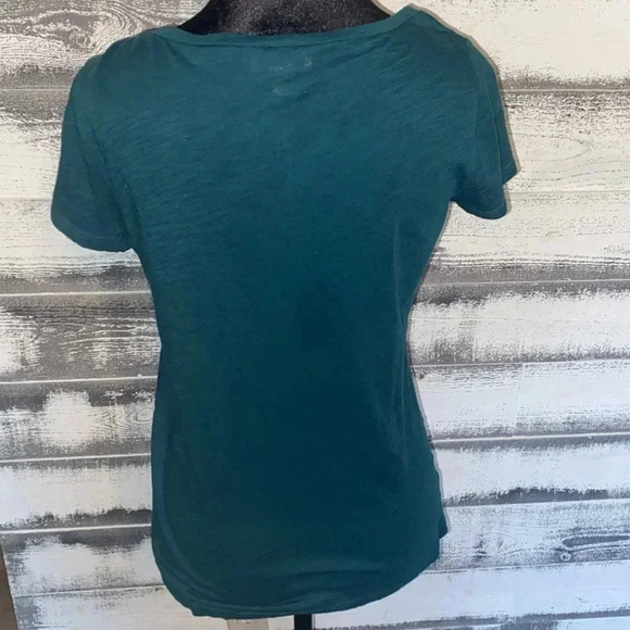 Ann Taylor Loft Green Blouse with ruffle detail down front size small - Picture 3 of 4